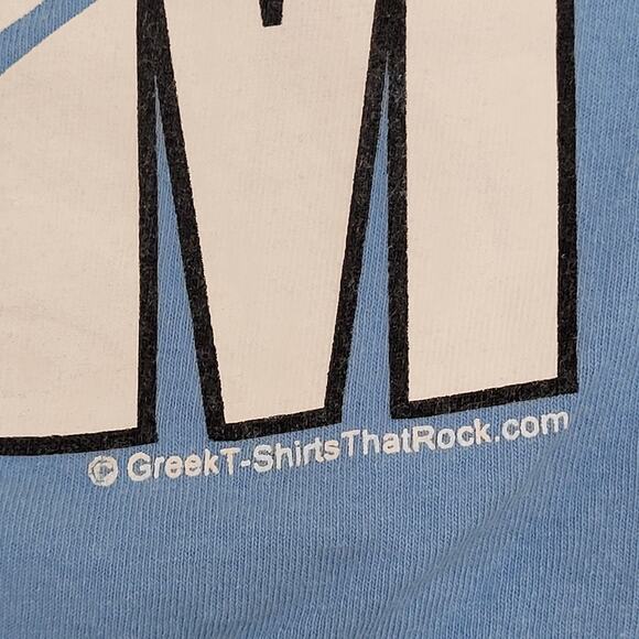 Vintage 80s Alpha-Delta-Pi Ringer Shirt Womens XS/S 17x28 Blue Sorority - Picture 15 of 15